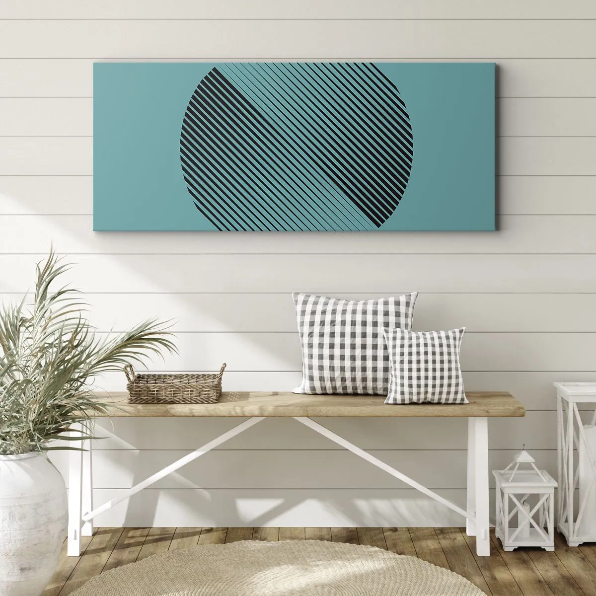 Schilderen op canvas - Cirkel – een geometrische variatie - 90x30 cm