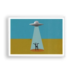 Poster in een witte lijst - Een nauwe ontmoeting - 100x70 cm