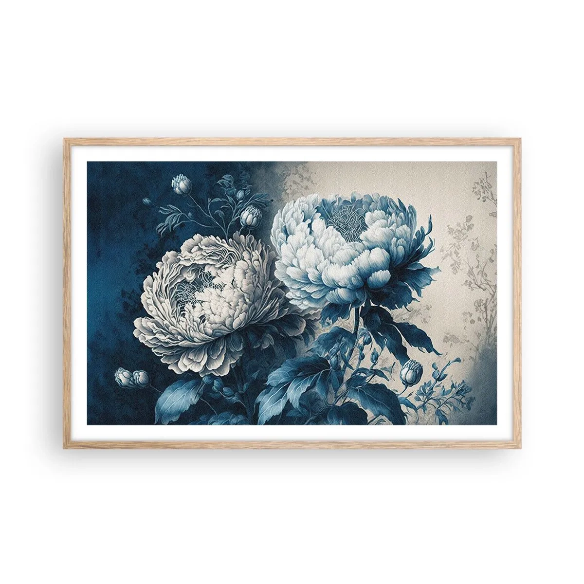 Een poster in een licht eiken lijst - Bij elkaar passend paar - 91x61 cm