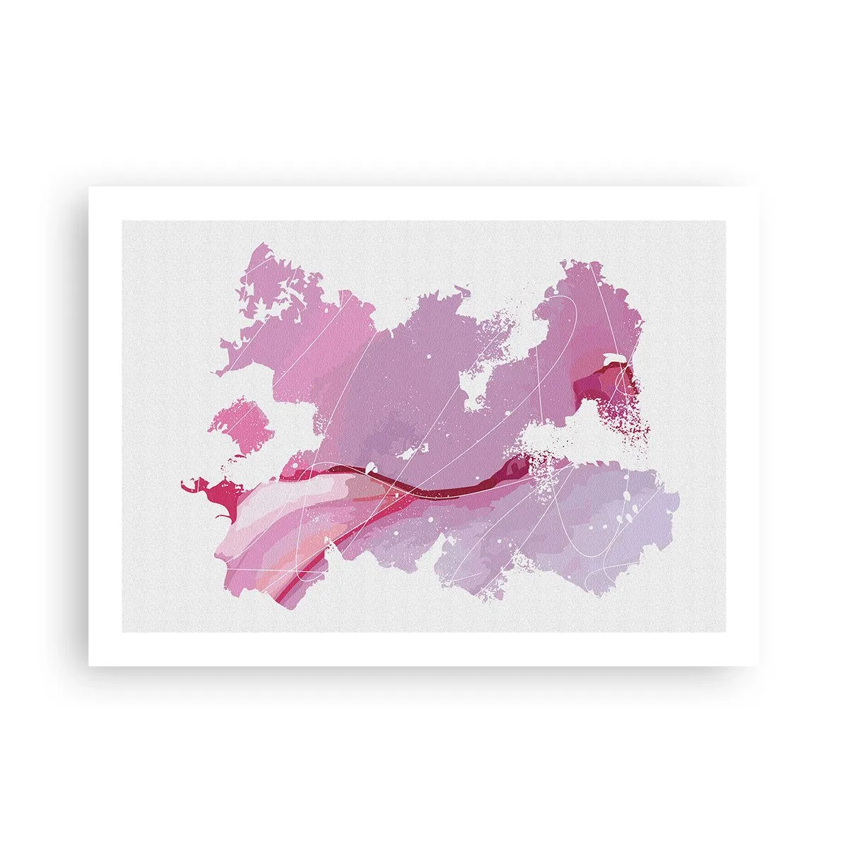 Poster - Kaart van de roze wereld - 70x50 cm