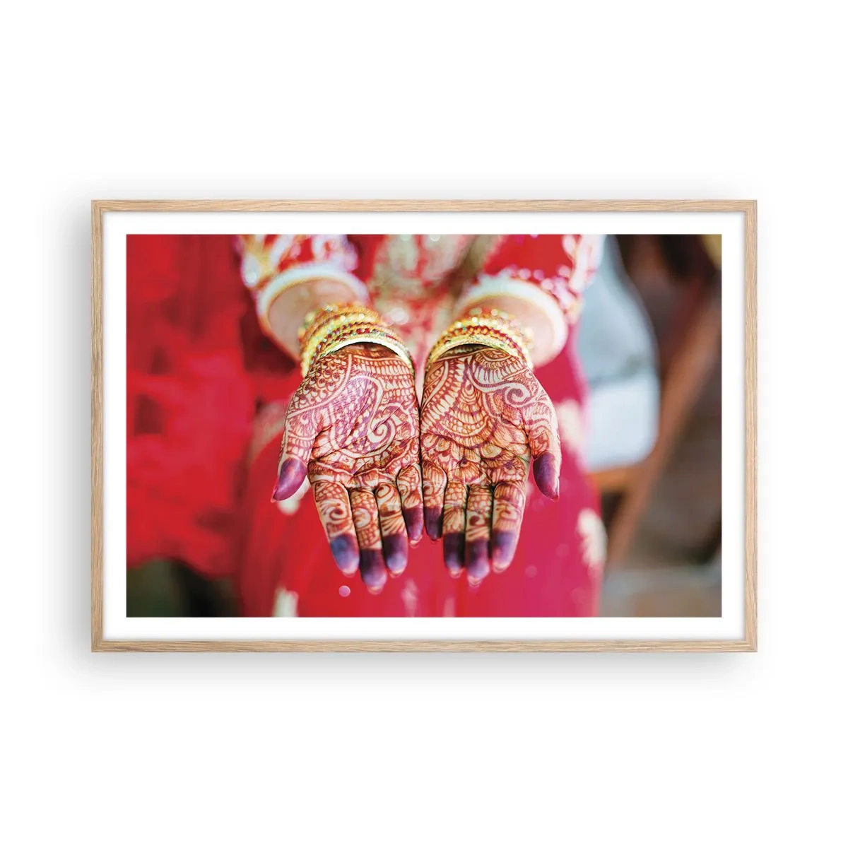 Een poster in een licht eiken lijst - Klaar om je geluk te vangen? - 91x61 cm