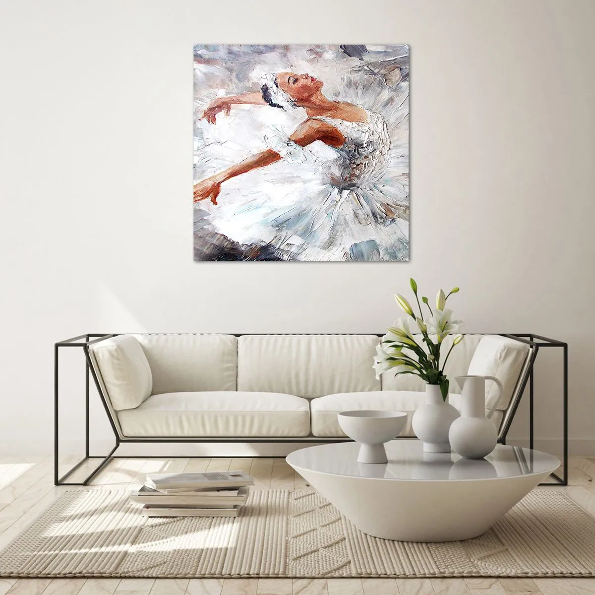 Schilderen op glas - Delicaat en licht als tule - 40x40 cm