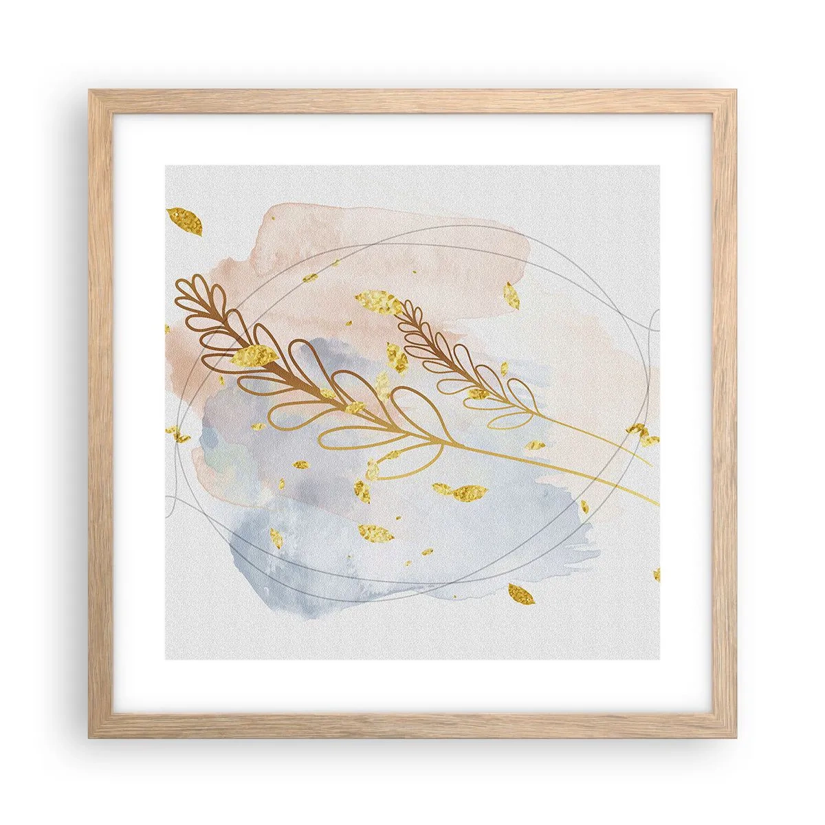 Een poster in een licht eiken lijst - Gouden explosie - 40x40 cm