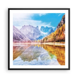 Poster in een zwarte lijst - En het is al herfst in de bergen - 60x60 cm
