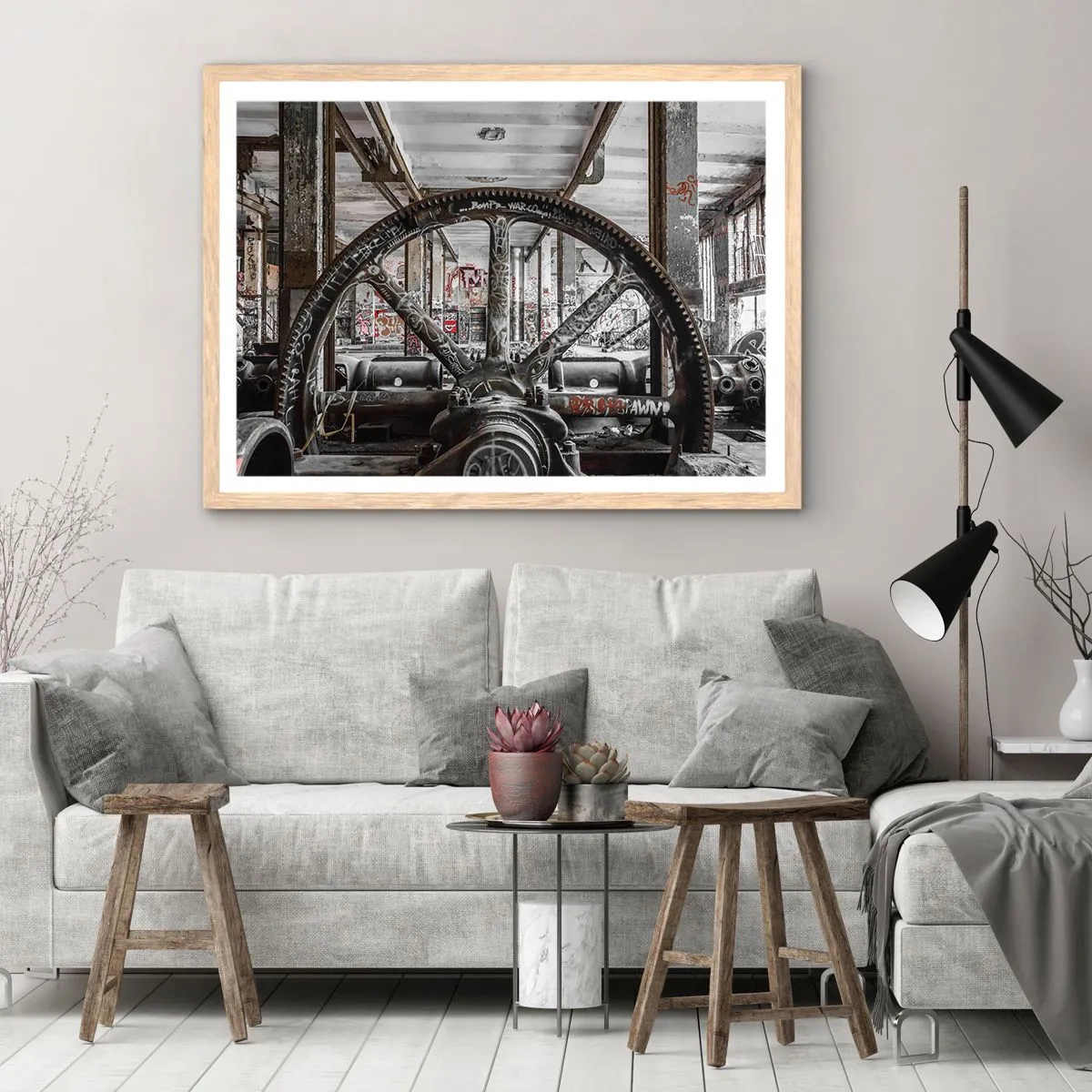 Een poster in een licht eiken lijst - Het geheime leven van de fabriek - 70x50 cm