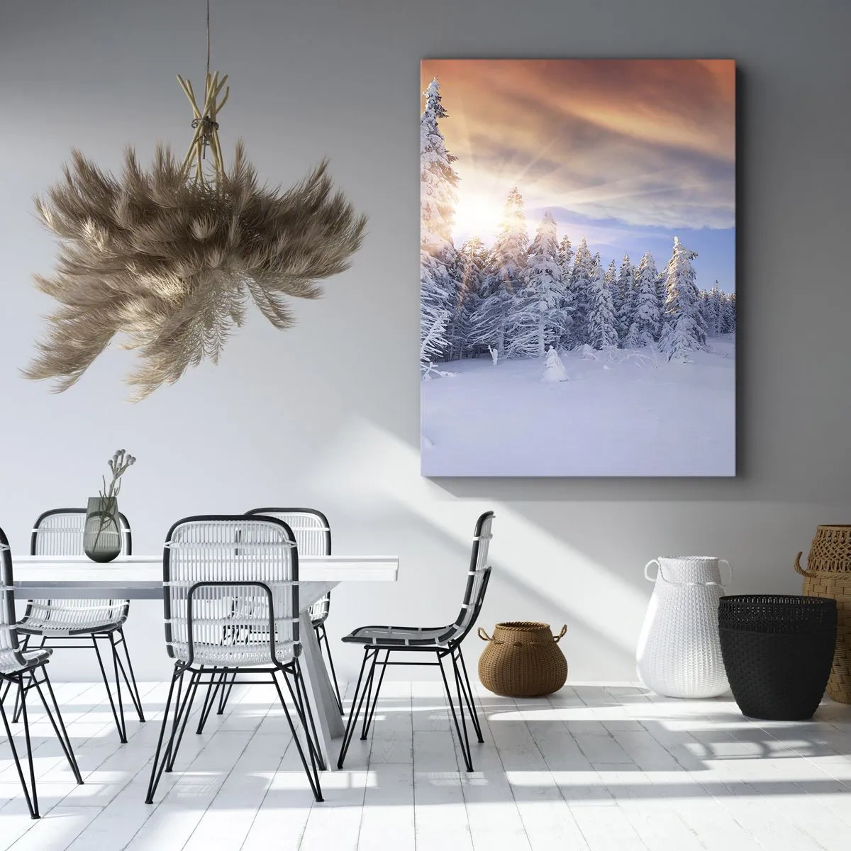 Schilderen op canvas - Het sneeuwspektakel van de natuur - 70x100 cm