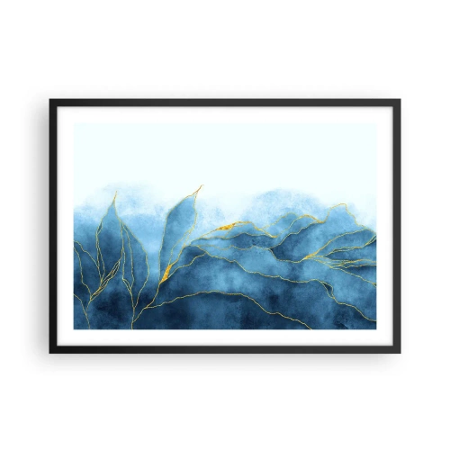 Poster in een zwarte lijst - Blauw in goud - 70x50 cm