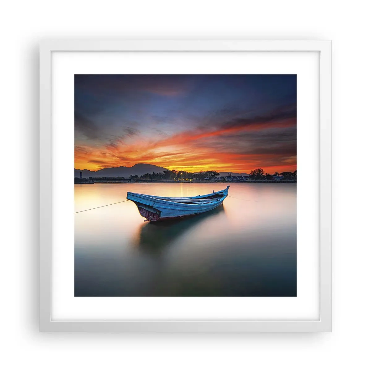 Poster in een witte lijst - Een goede nacht komt eraan - 40x40 cm