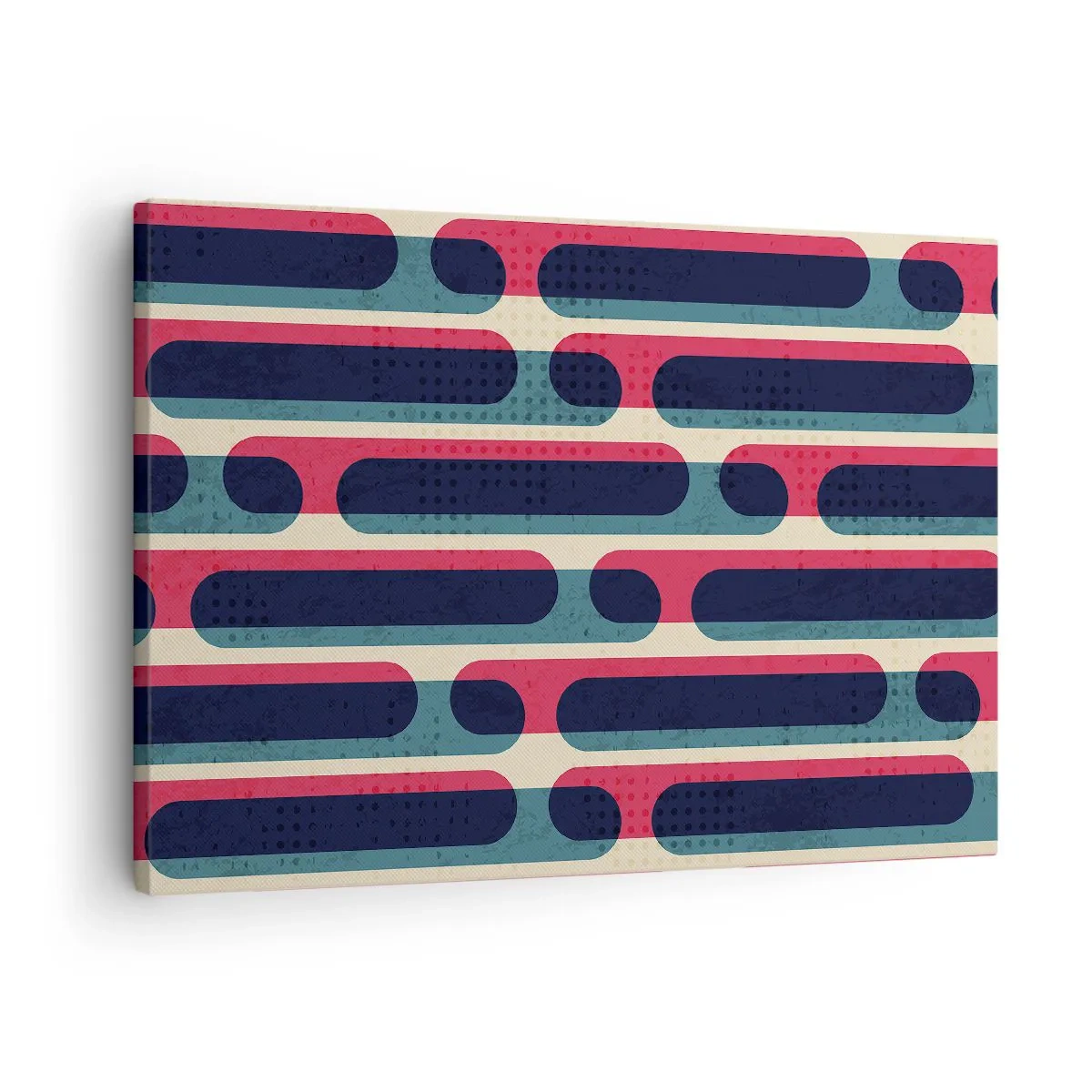 Schilderen op canvas - Geometrisch retropatroon met pastelkleuren - 70x50cm - In de diepte en vooruit - Moderne wanddecoratie voor woonkamer en slaapkamer ARTTOR