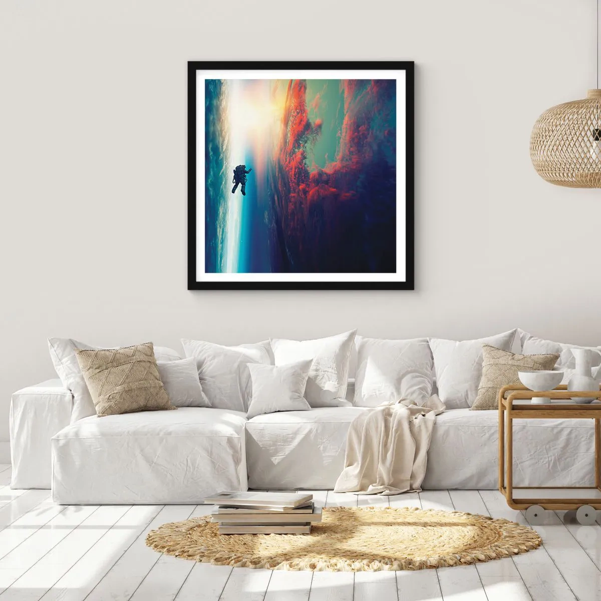 Poster in een zwarte lijst - Ga het universum tegemoet - 60x60 cm