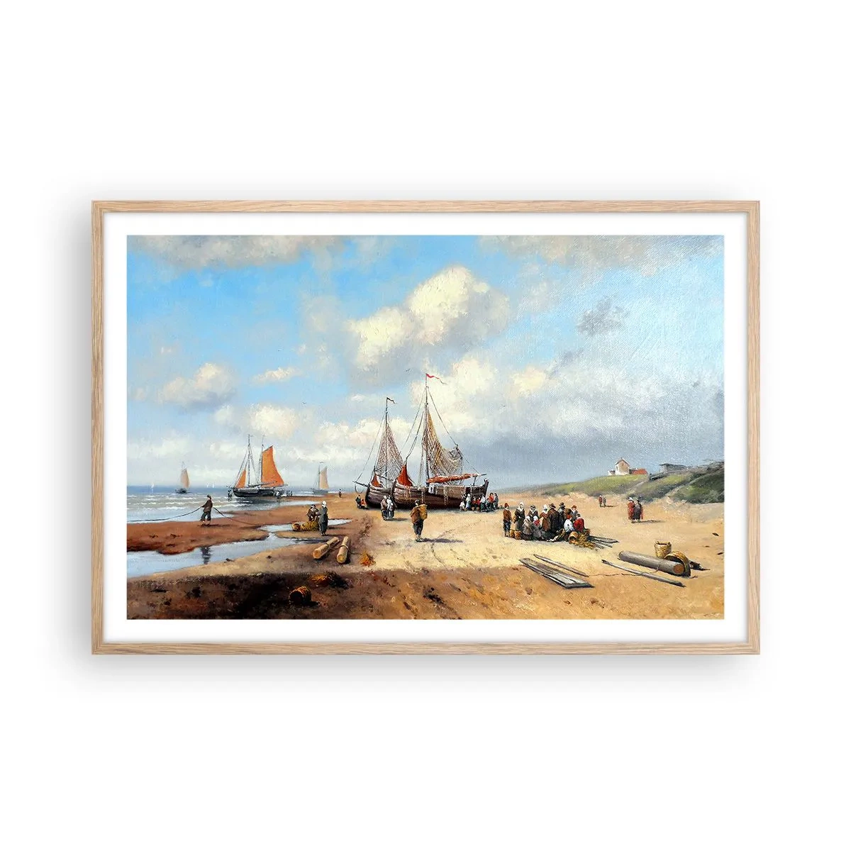 Een poster in een licht eiken lijst - Na een geslaagde vangst - 91x61 cm