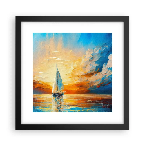Poster in een zwarte lijst - Zeilen in goud - 30x30 cm