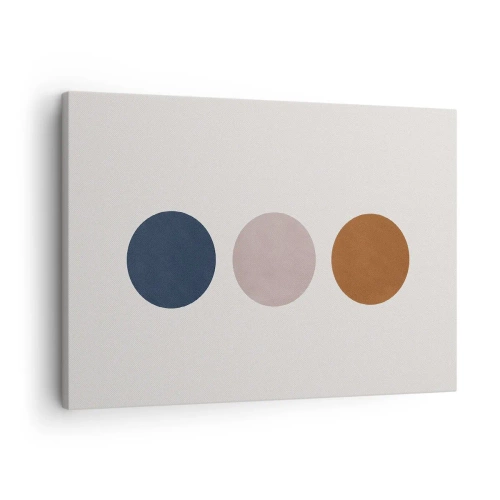 Schilderen op canvas - Een minimalistische compositie met drie gekleurde cirkels - 70x50cm - Een symbool van uitmuntendheid - Moderne wanddecoratie voor woonkamer en slaapkamer ARTTOR