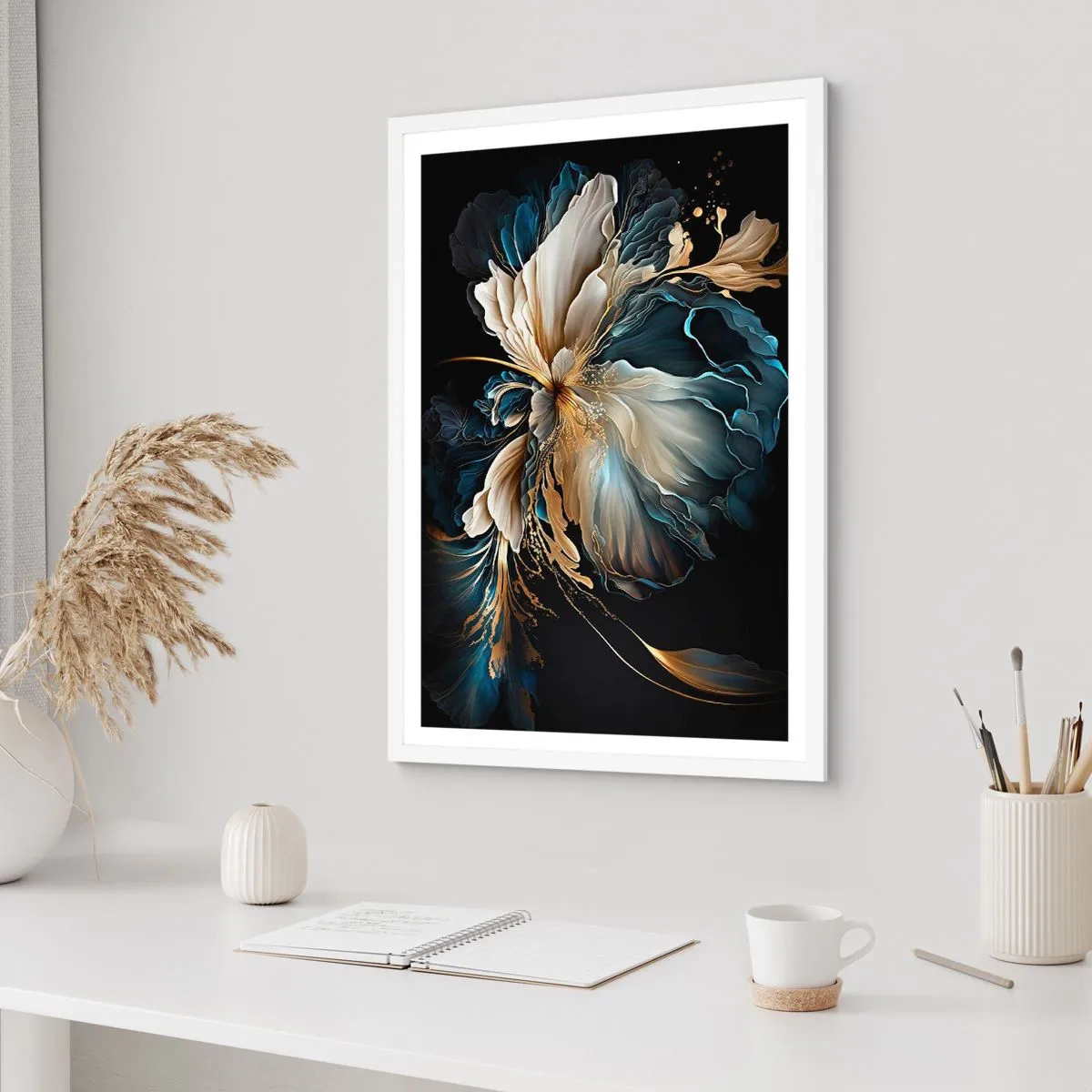 Poster in een witte lijst - Sprookjesachtige varenbloem - 30x40 cm