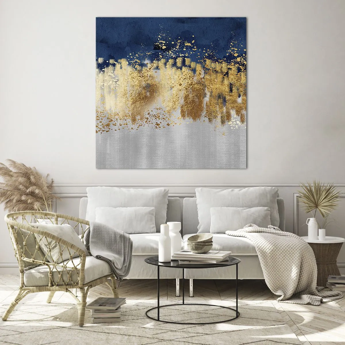 Schilderen op glas - Een moderne compositie met sprankeling - 40x40 cm