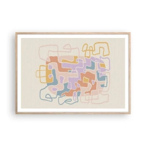 Een poster in een licht eiken lijst - Labyrint – een vreugdevol avontuur - 100x70 cm