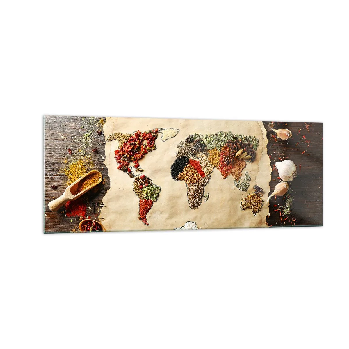 Schilderen op glas - Alle smaken van de wereld - 140x50 cm