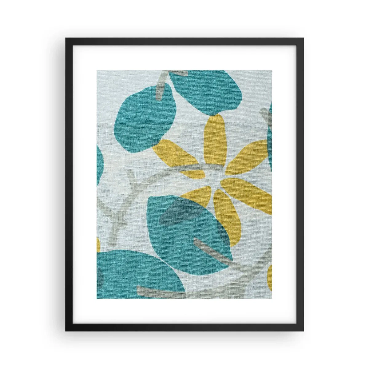 Poster in een zwarte lijst - Tussen de azuurblauwe bladeren - 40x50 cm