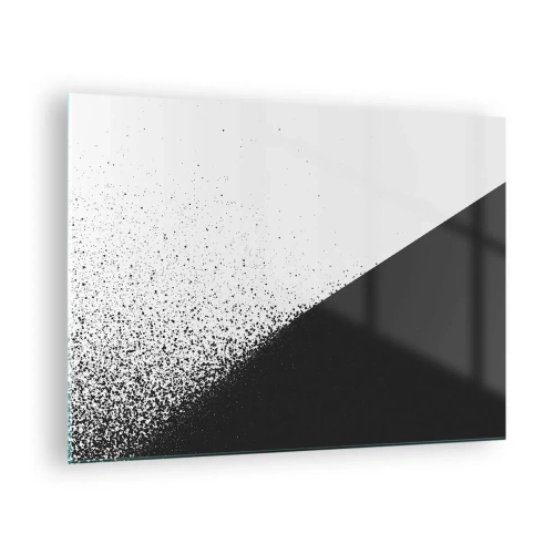 Schilderen op glas - Een minimalistische compositie in zwart-wit met een desintegratie-effect - 70x50cm - Steeds sneller, meer en meer - Moderne wanddecoratie voor woonkamer en slaapkamer ARTTOR