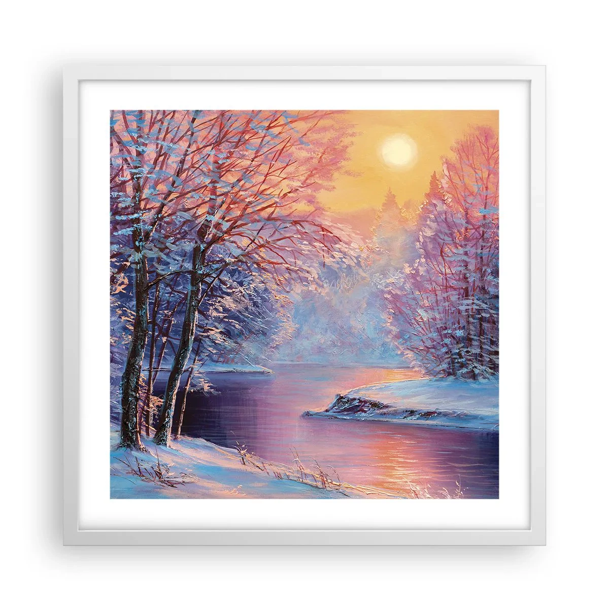 Poster in een witte lijst - De kleuren van de winter - 50x50 cm