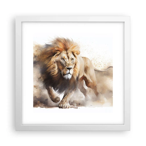 Poster in een witte lijst - De koning vertrekt - 30x30 cm