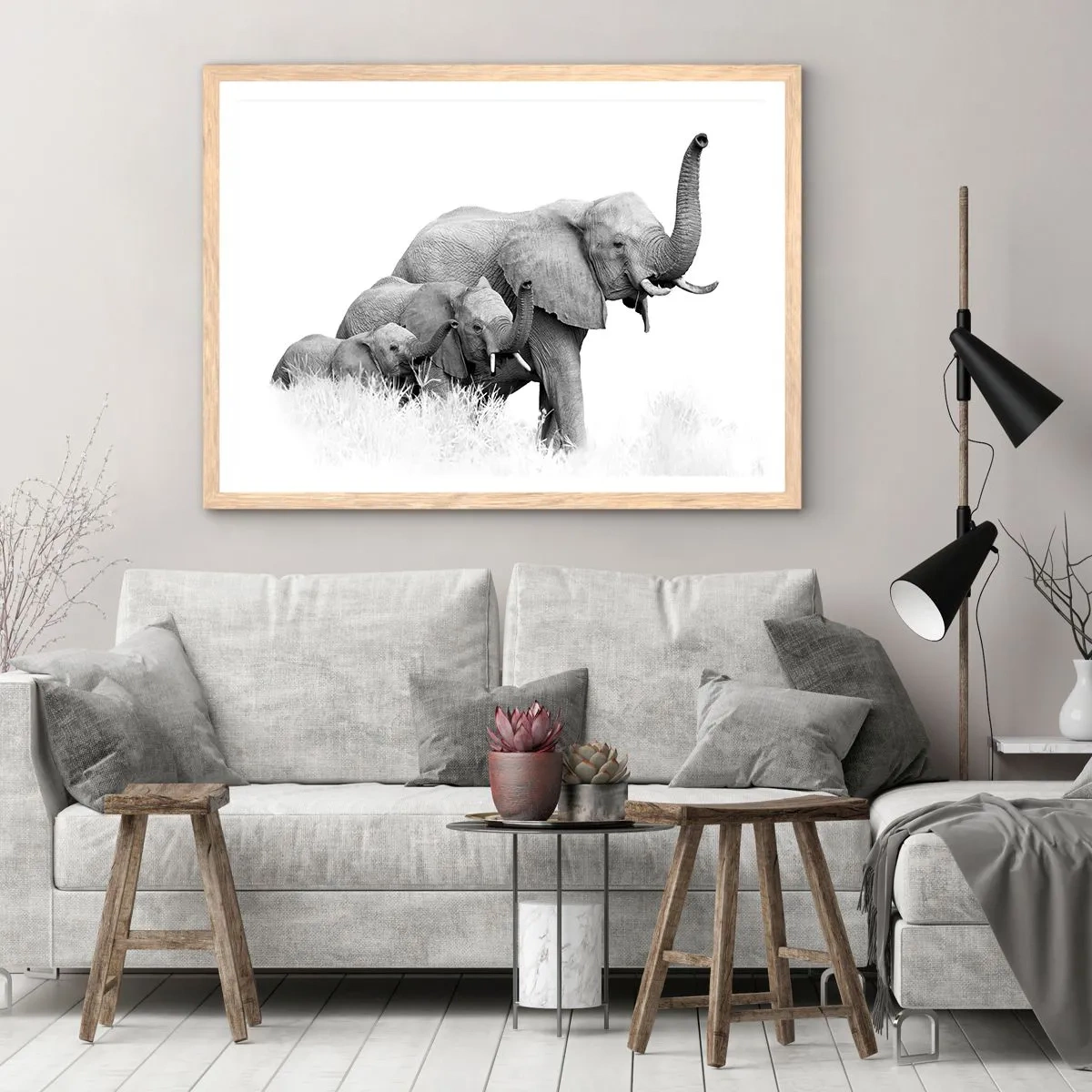 Een poster in een licht eiken lijst - Een twee drie - 40x30 cm