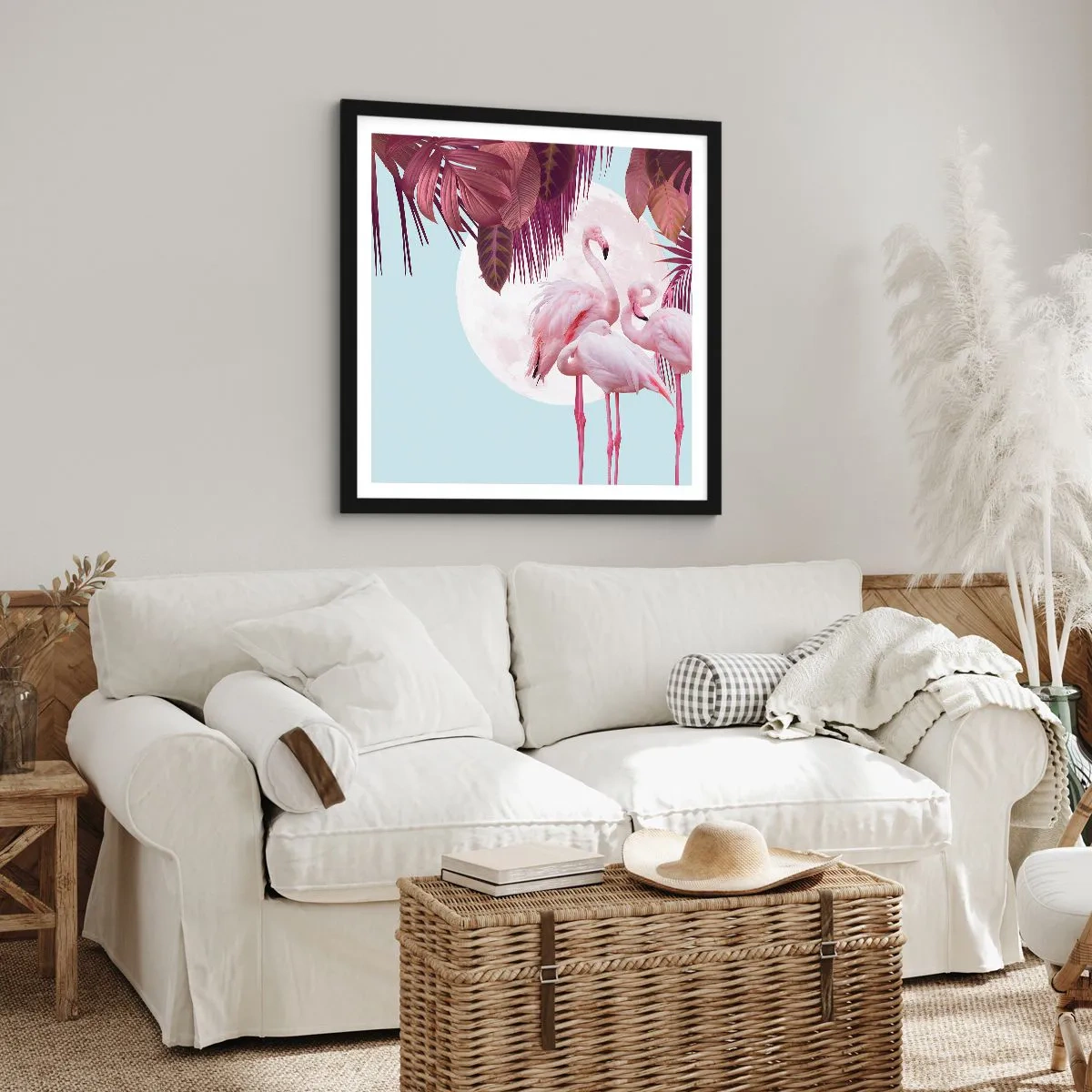 Poster in een zwarte lijst - Drie vogel genaden - 40x40 cm