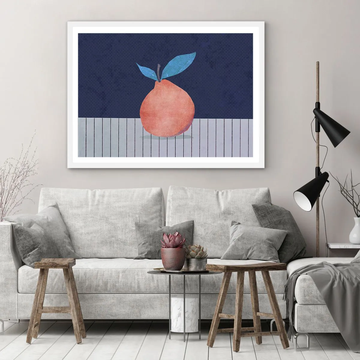 Poster in een witte lijst - Convexiteit en vlak - 100x70 cm