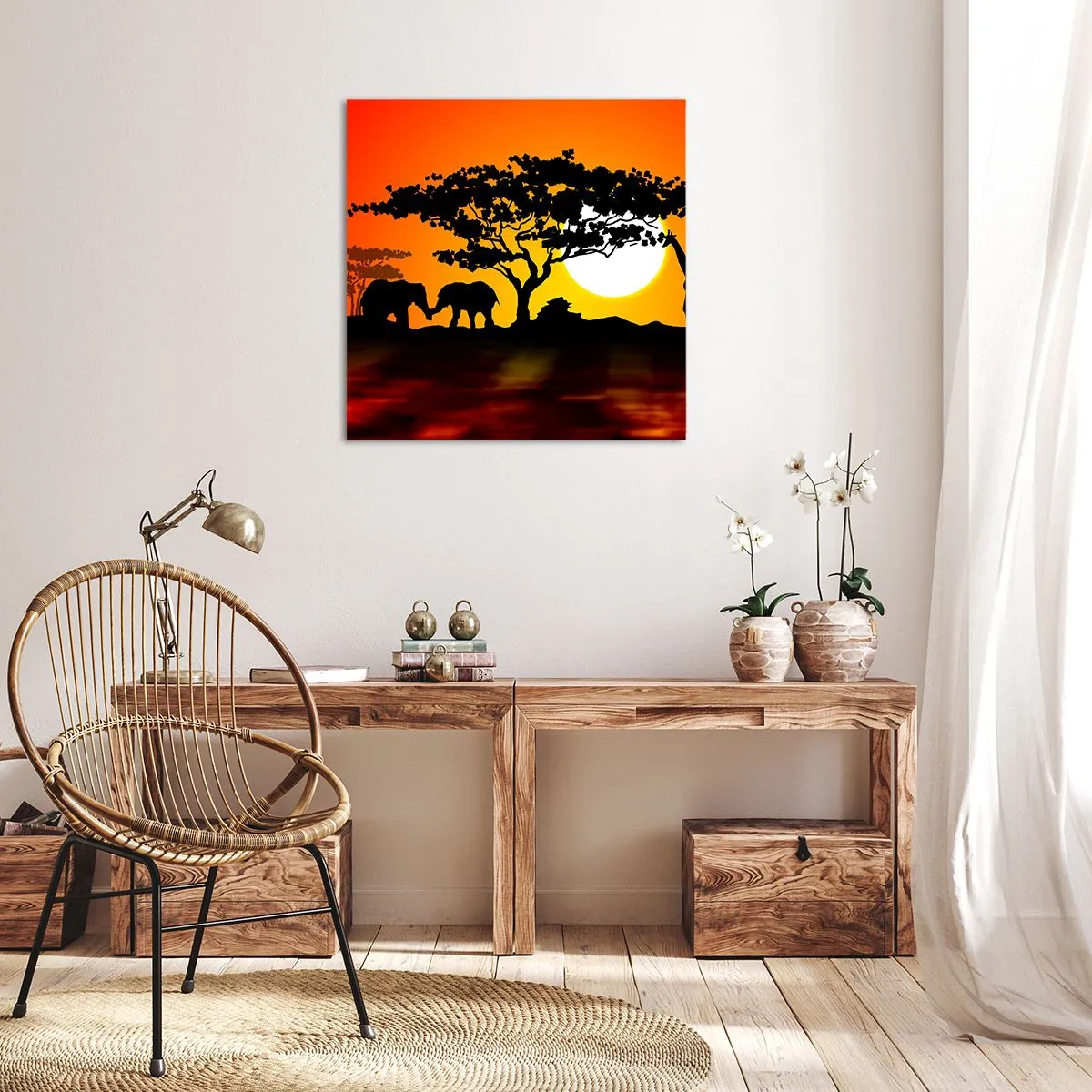 Schilderen op canvas - Ontmoeting in de savanne - 30x30 cm