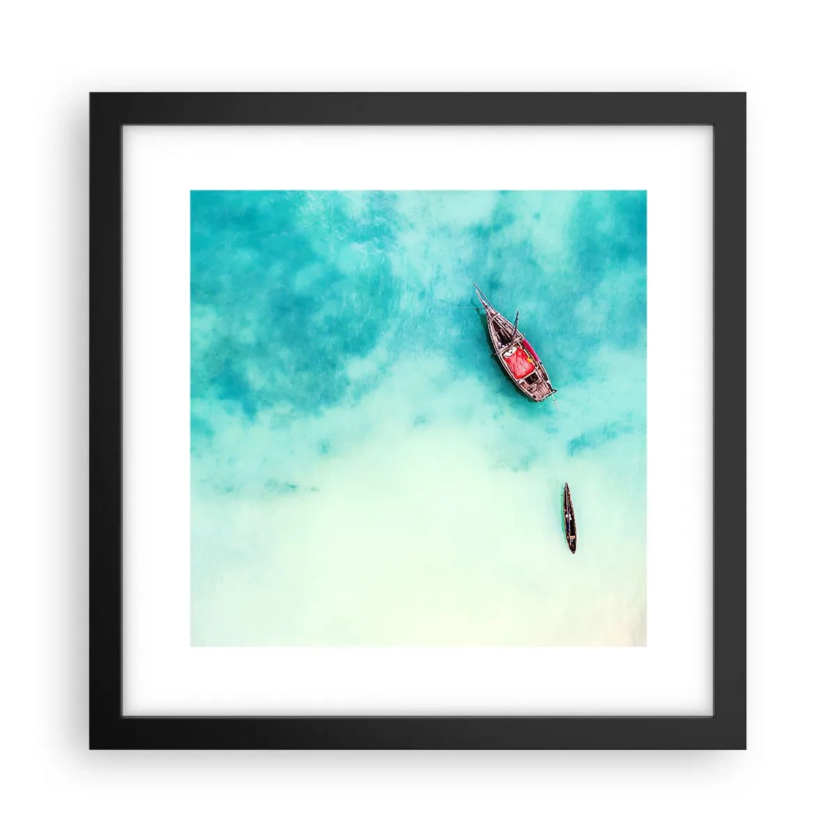 Poster in een zwarte lijst - Want op de stranden van Zanzibar, wanneer het teveel aan water ... - 30x30 cm