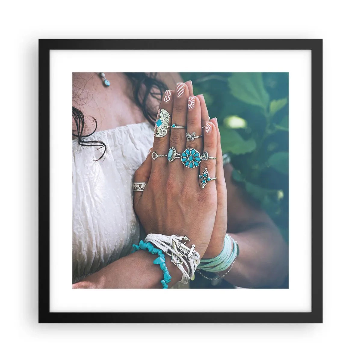 Poster in een zwarte lijst - Welkom in het centrum van het zijn - 40x40 cm