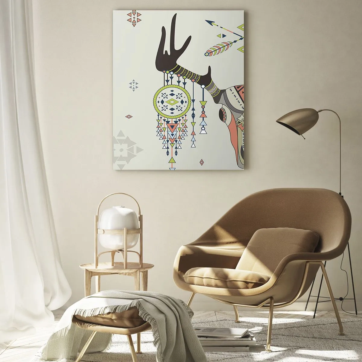 Schilderen op glas - Trofee van Indiase jager - 50x70 cm
