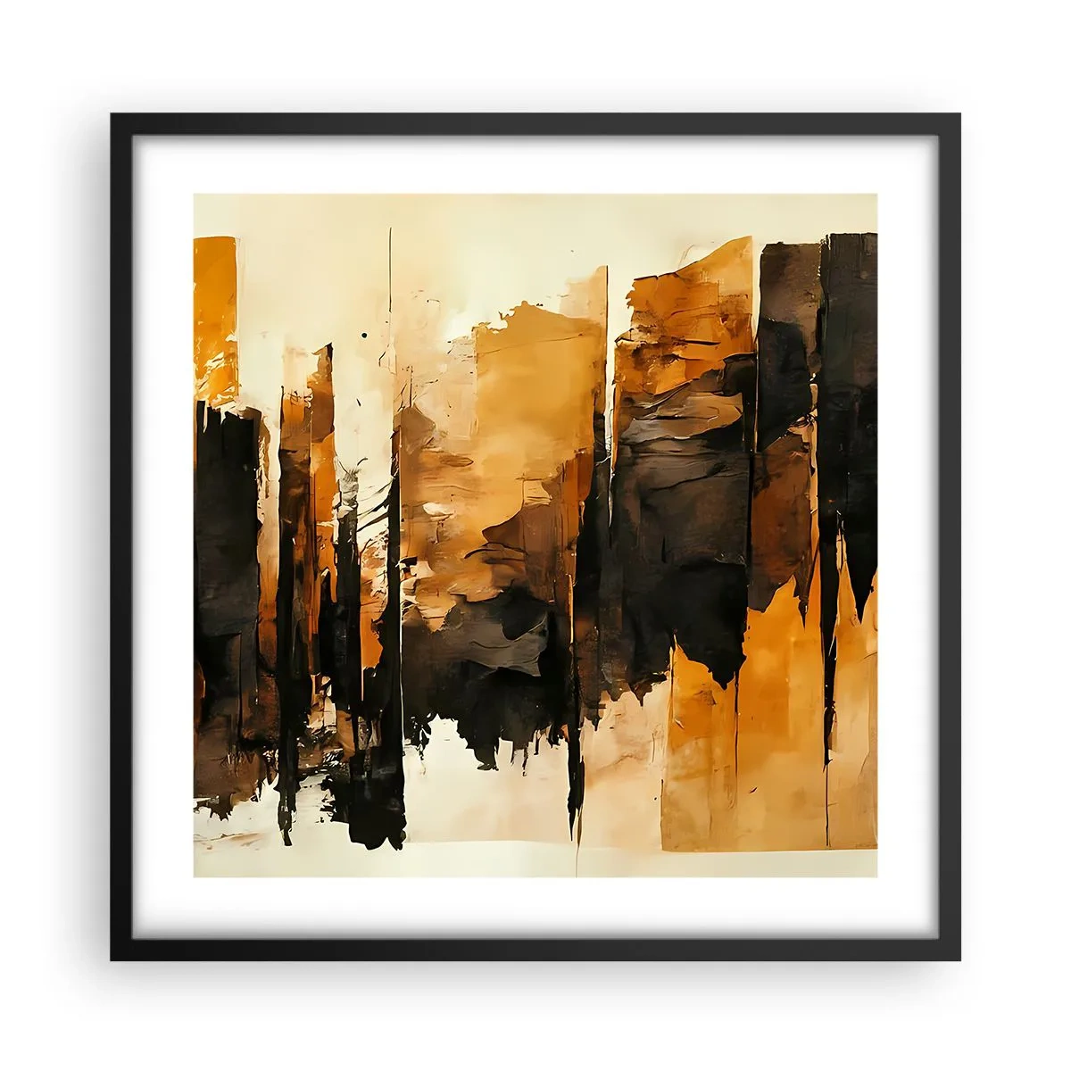 Poster in een zwarte lijst - Harmonie van zwart en goud - 50x50 cm