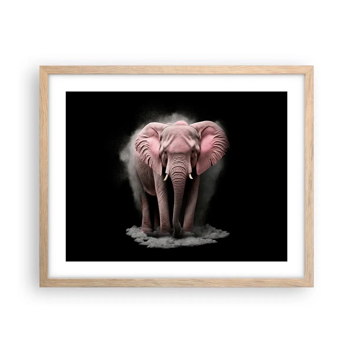 Een poster in een licht eiken lijst - Denk niet aan een roze olifant! - 50x40 cm