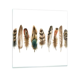 Schilderen op glas - Een gevederde variatie - 60x60 cm
