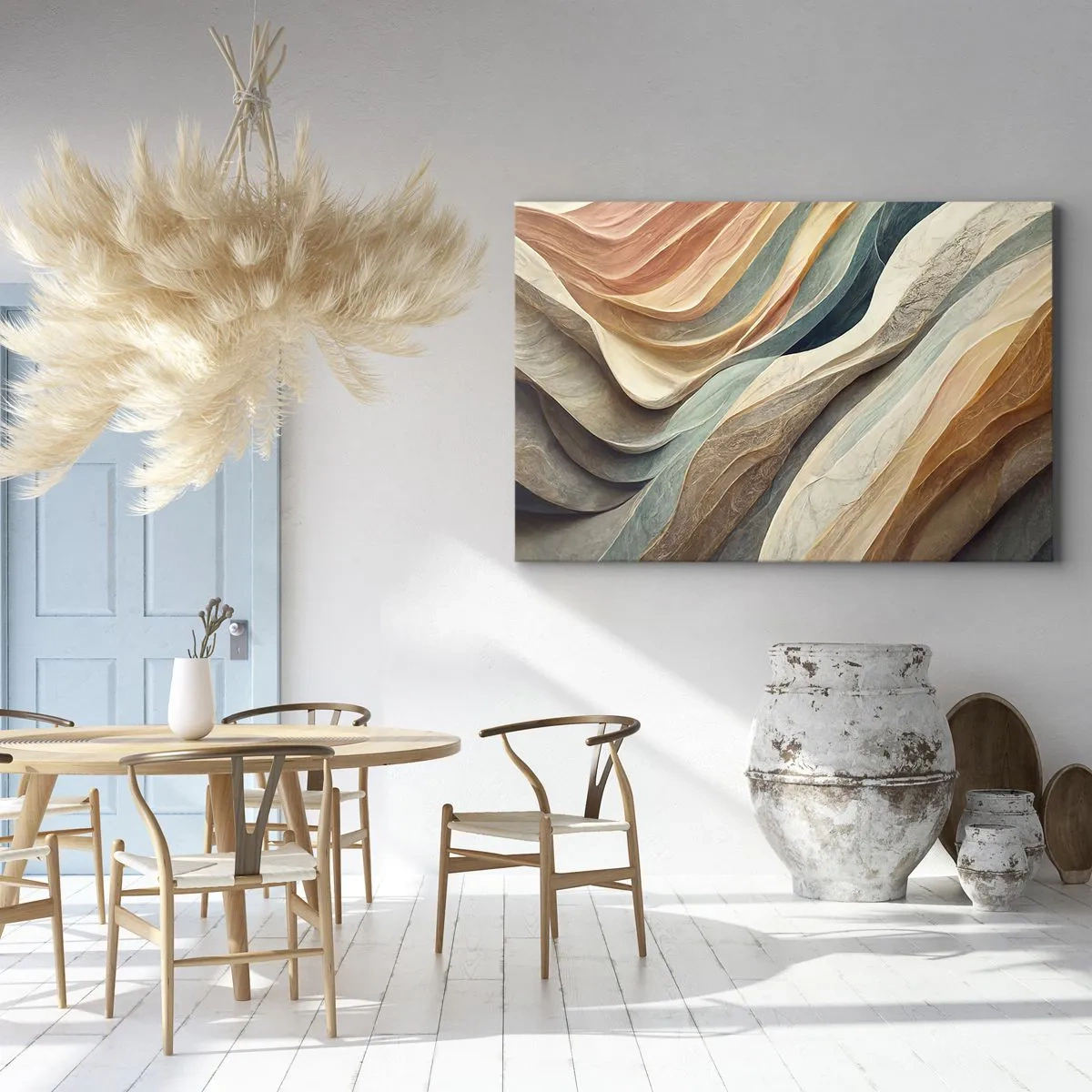 Schilderen op canvas - Abstracte golven in pasteltinten - 70x50cm - Het moment vóór de verandering - Moderne wanddecoratie voor woonkamer en slaapkamer ARTTOR