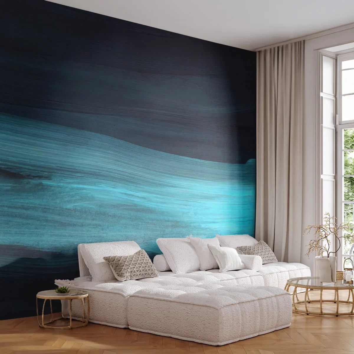 Fotobehang op maat Premium Canvas - Ga met de stroom mee - Donker, Deel, Abstractie