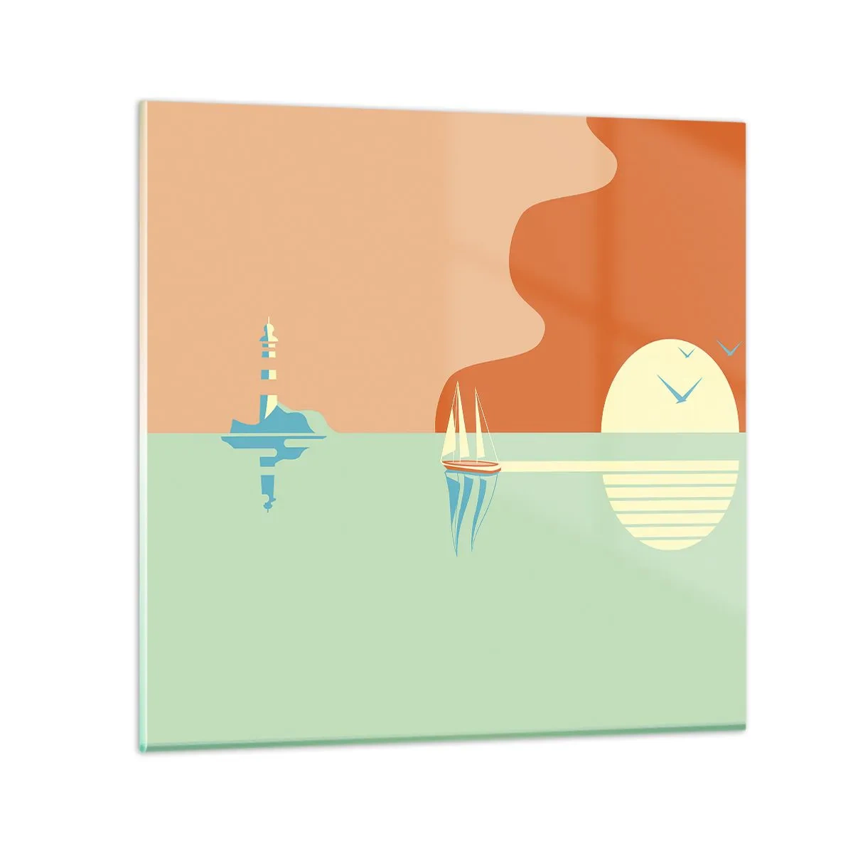 Schilderen op glas - Het perfecte zeelandschap - 40x40 cm