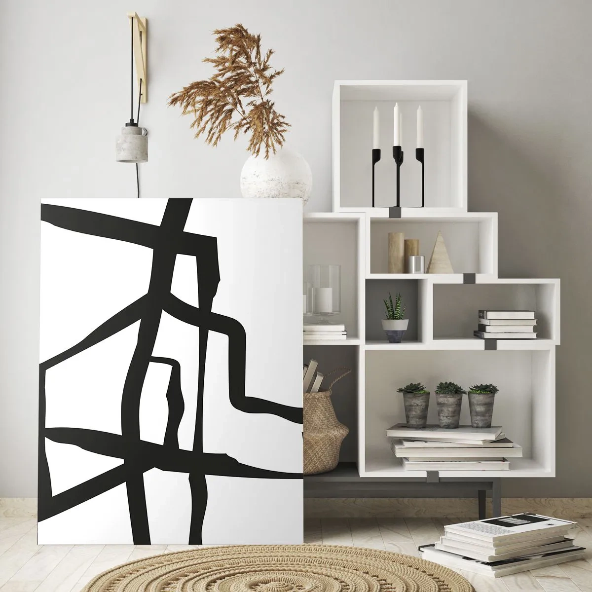 Schilderen op glas - Zwart-wit ontwerp - 80x120 cm