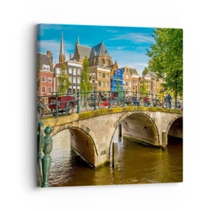 Schilderen op canvas - Lente aan de gracht - 30x30 cm