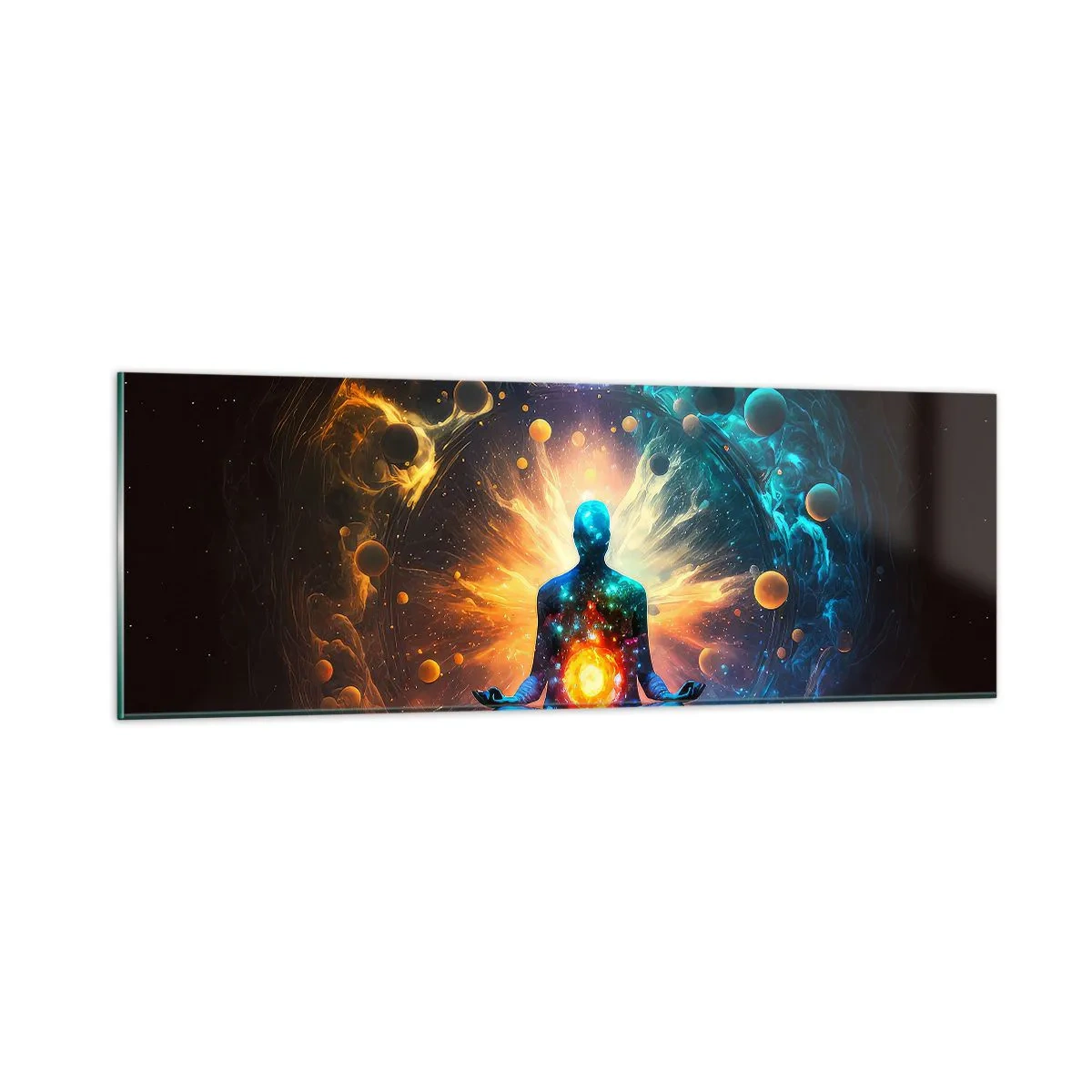 Schilderen op glas - Kosmische vrede - 90x30 cm