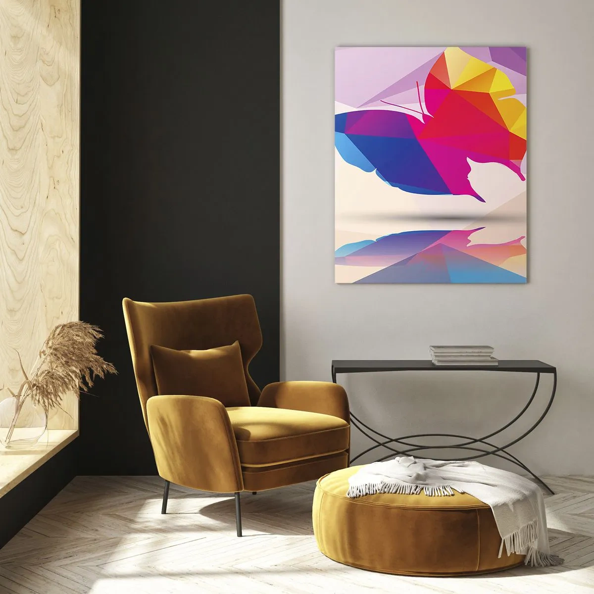 Schilderen op glas - Vlinder regenboog - 50x70 cm
