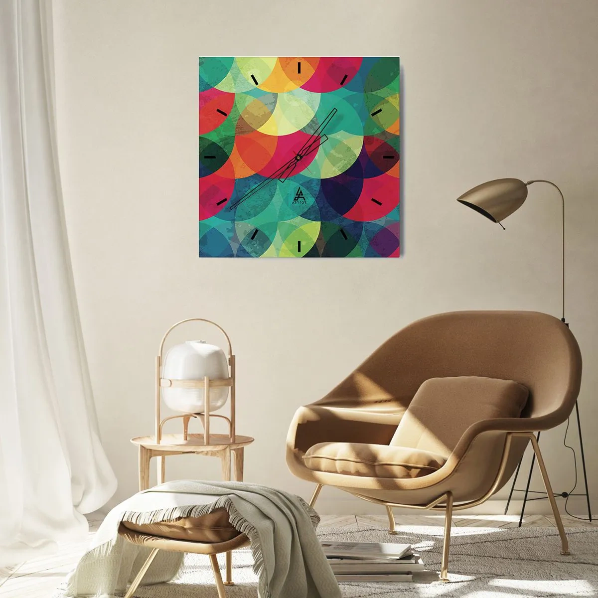 Wandklok - Klok - Beklimming naar de regenboog - 30x30 cm