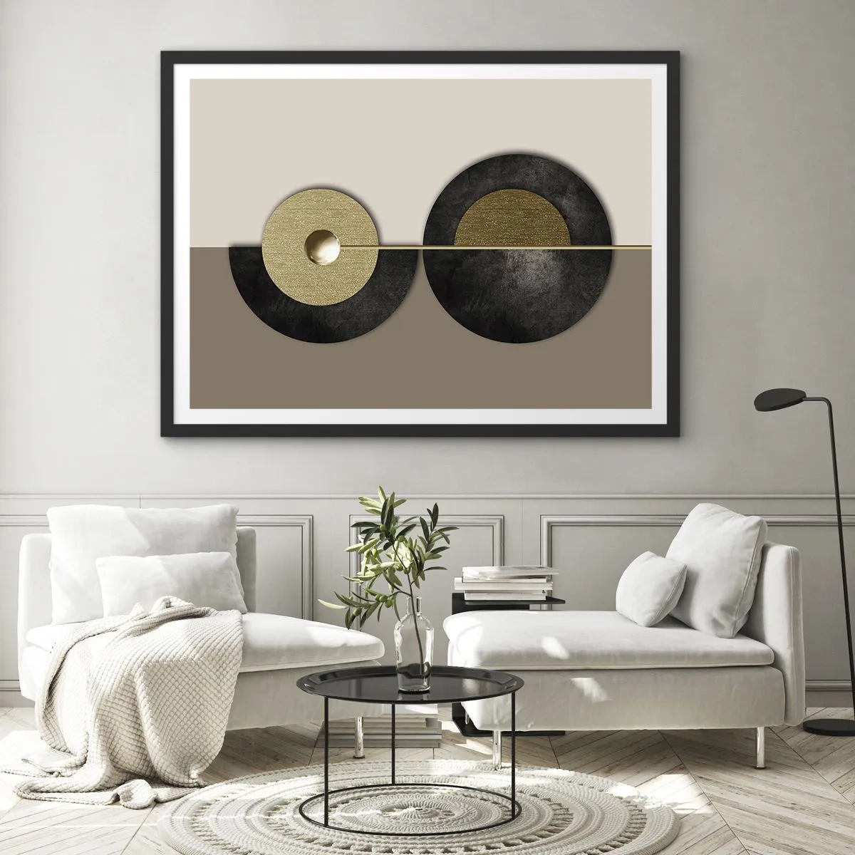 Poster in een zwarte lijst - Variaties rond de cirkel - 70x50 cm