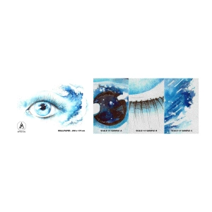 Fotobehang Monster Premium Sand - Dompel jezelf onder in het blauw van de blik - Abstractie, Oog, Deel - 100x30 cm