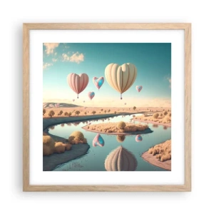 Een poster in een licht eiken lijst - Liefde laat je vliegen - 40x40 cm