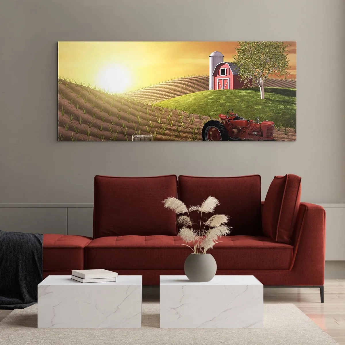 Schilderen op glas - Een boerderij als uit een sprookje - 160x50 cm