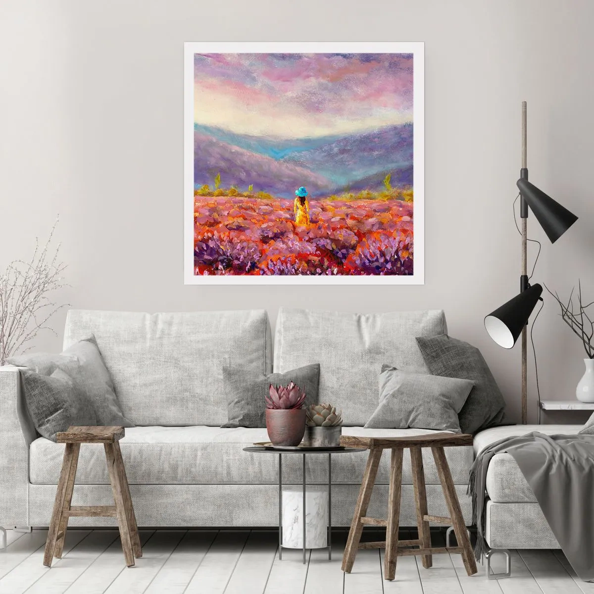 Poster - In een lavendelwereld - 60x60 cm