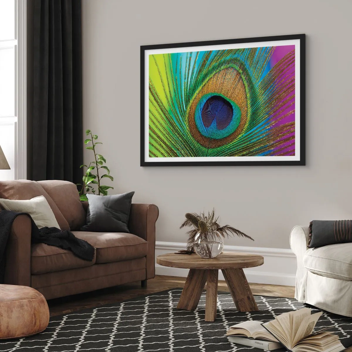 Poster in een zwarte lijst - Oog in oog - 70x50 cm
