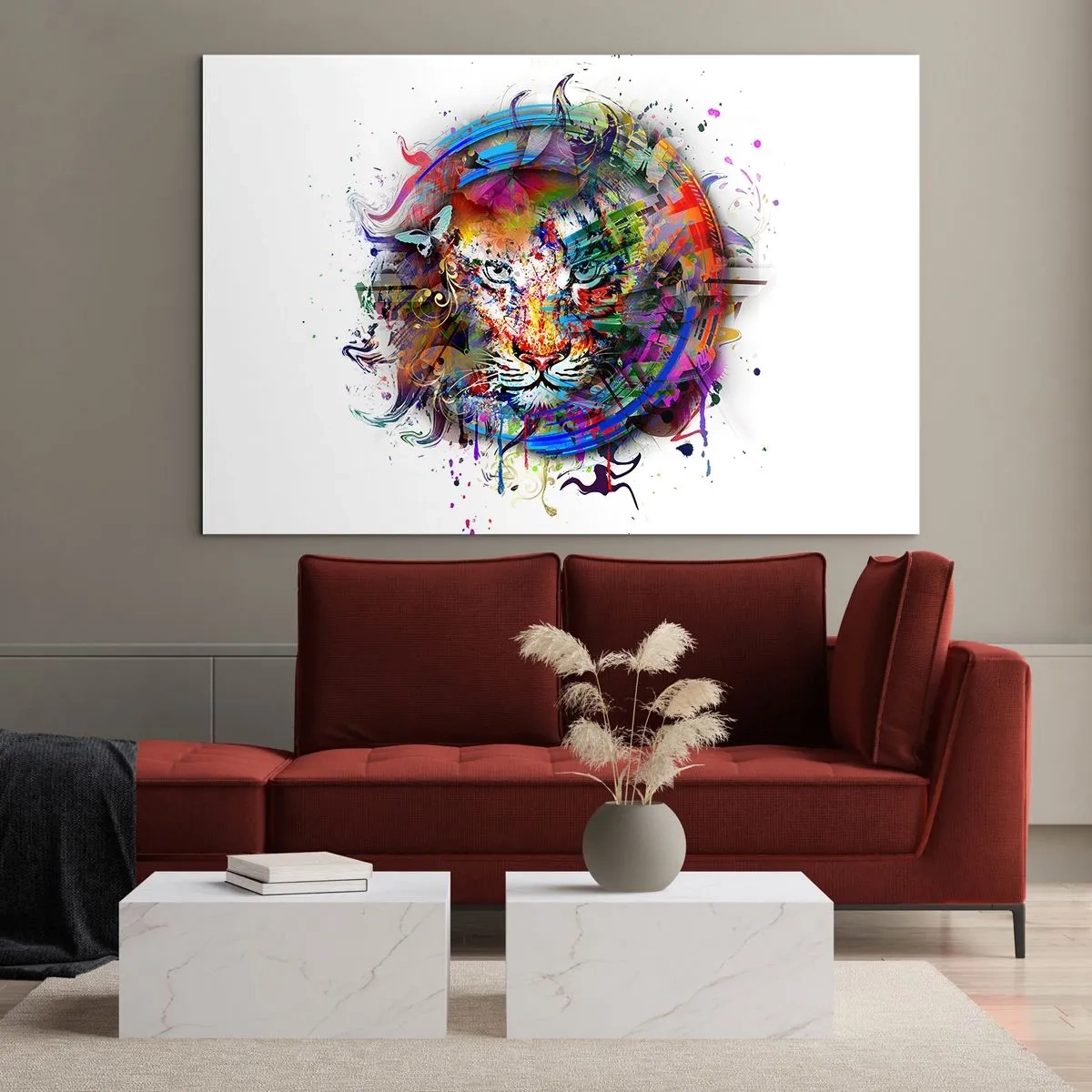 Schilderen op glas - Het schuilt achter een regenboogsluier - 100x70 cm